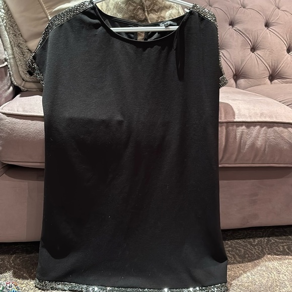 lily morgan Tops - Lily Morgan black tunic dress top with silver trim in a